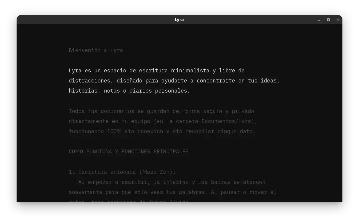 Captura de pantalla de Lyra - Modo Enfoque